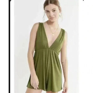 Urban outfitters ribbed green romper